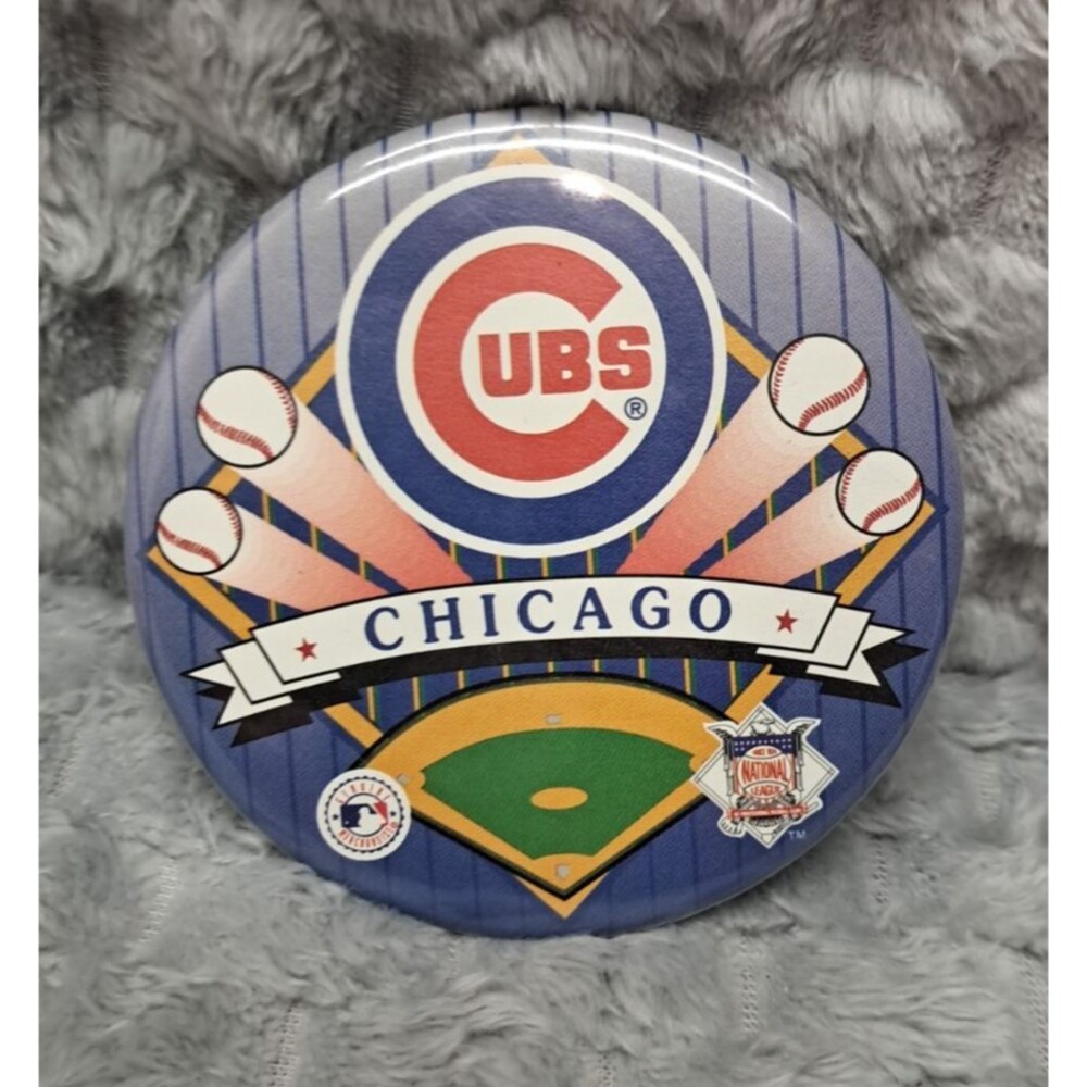 1980's VTG MLB Baseball Pins Buttons Chicago Cubs Wincraft Pinback Mom 3.25" - Picture 2 of 9